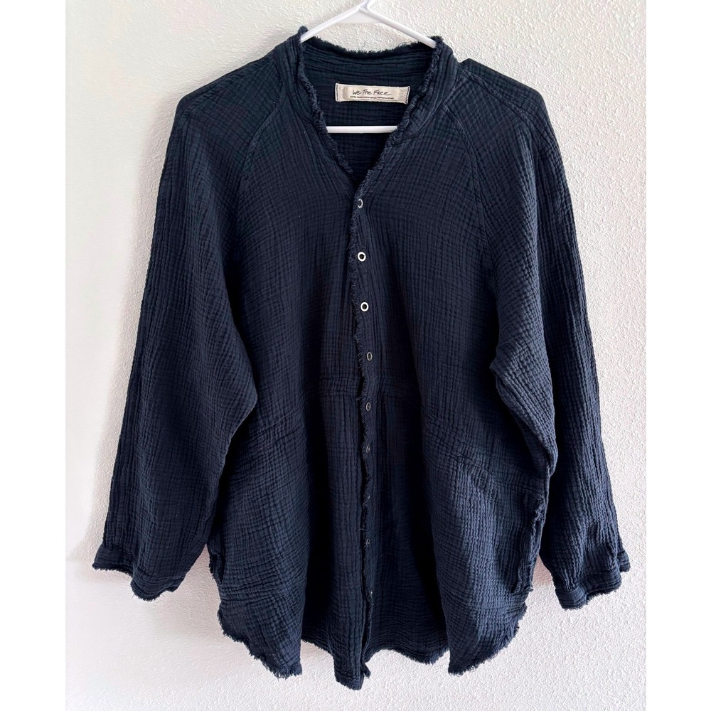 We The Free Top Womens XS Blue Gauzy Lagom Lagenlook Minimalist Boho Rustic - Picture 2 of 7